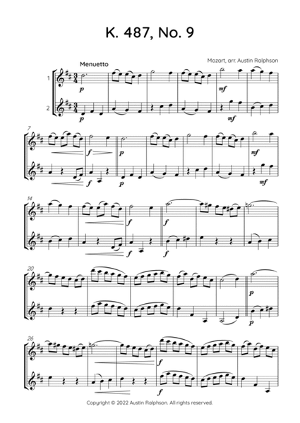 Mozart K. 487 No. 9 - violin duet image number null