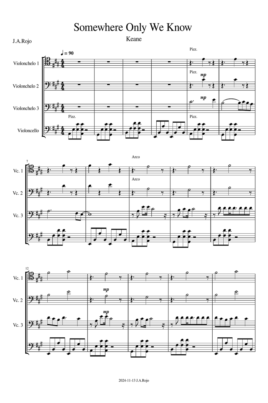 Somewhere Only We Know Somewhere Only We Know String Quartet scores gallery preview page 1