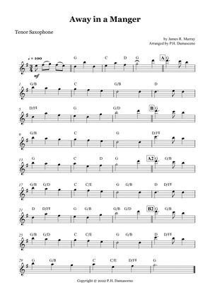 Away in a Manger - Tenor Saxophone Solo with Chords