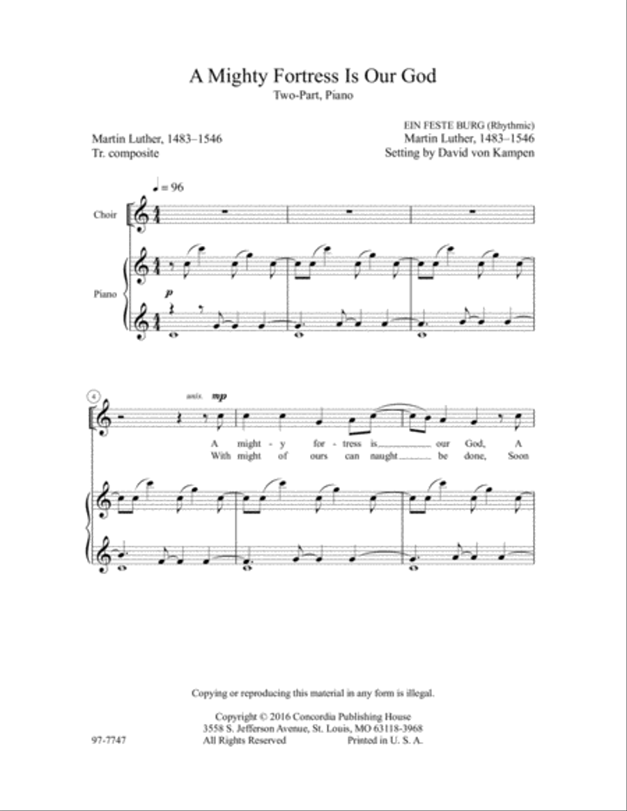 The Concordia Children's Choir Book, Volume 2: Six Settings for Reformation Children's Choir scores gallery preview page 2