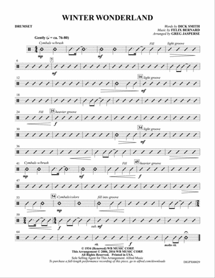 Winter Wonderland: Drumset Percussion scores gallery preview page 1