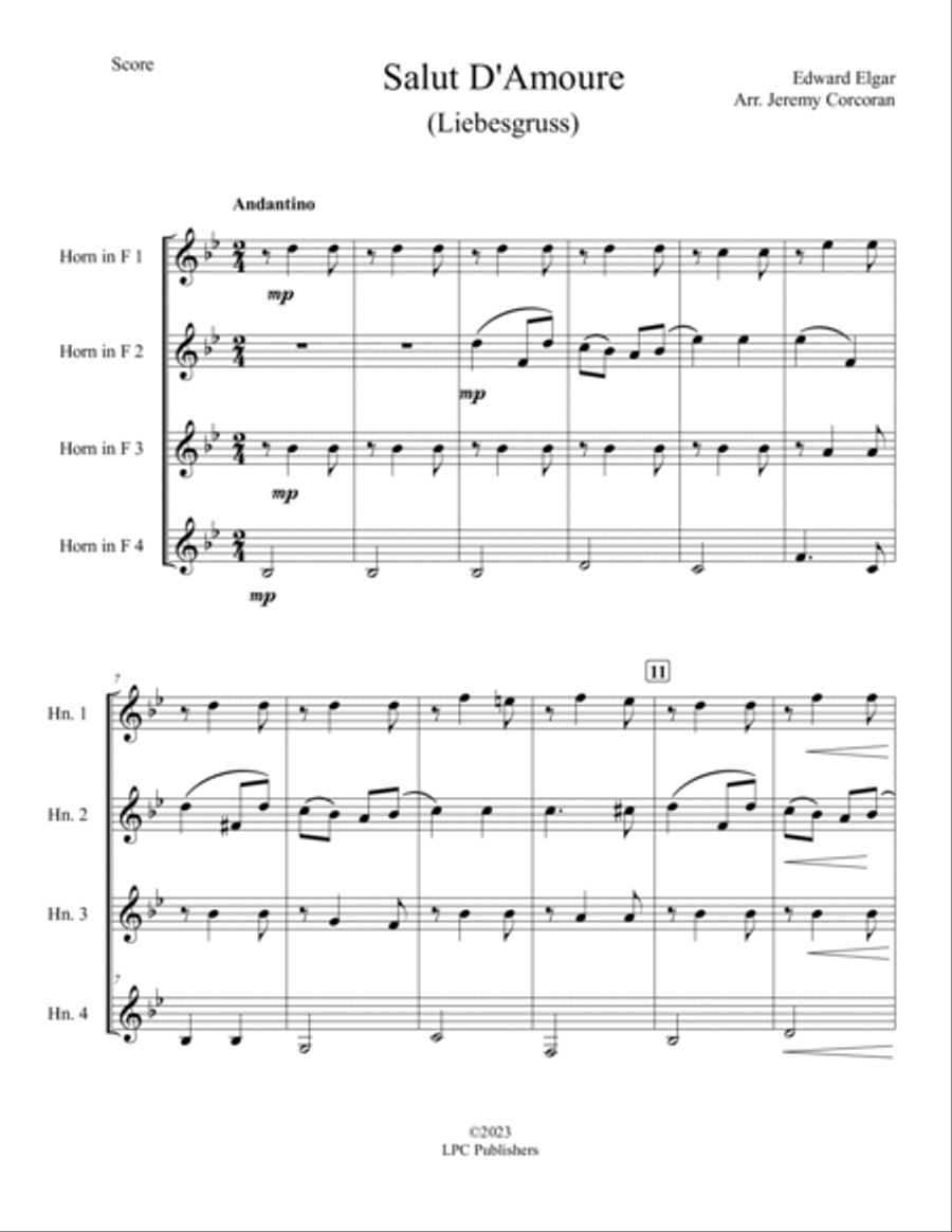 Salut De'Amoure (Liebesgruss) Brass Quartet scores gallery preview page 2