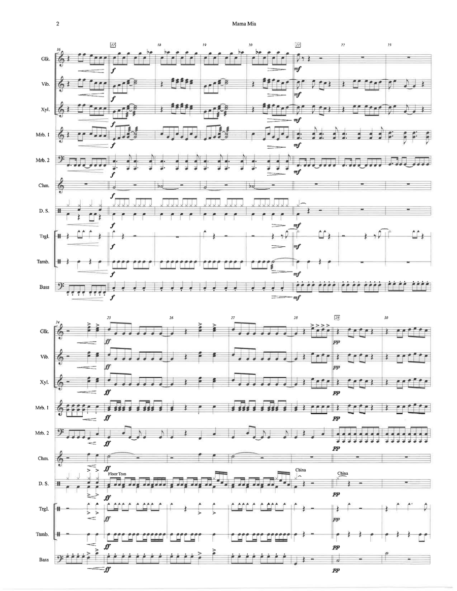 Mama Mia Percussion Ensemble scores gallery preview page 2