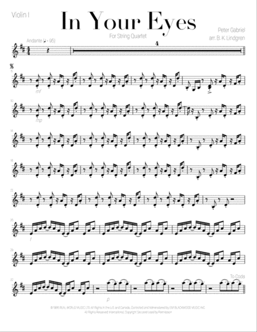 In Your Eyes String Quartet scores gallery preview page 2