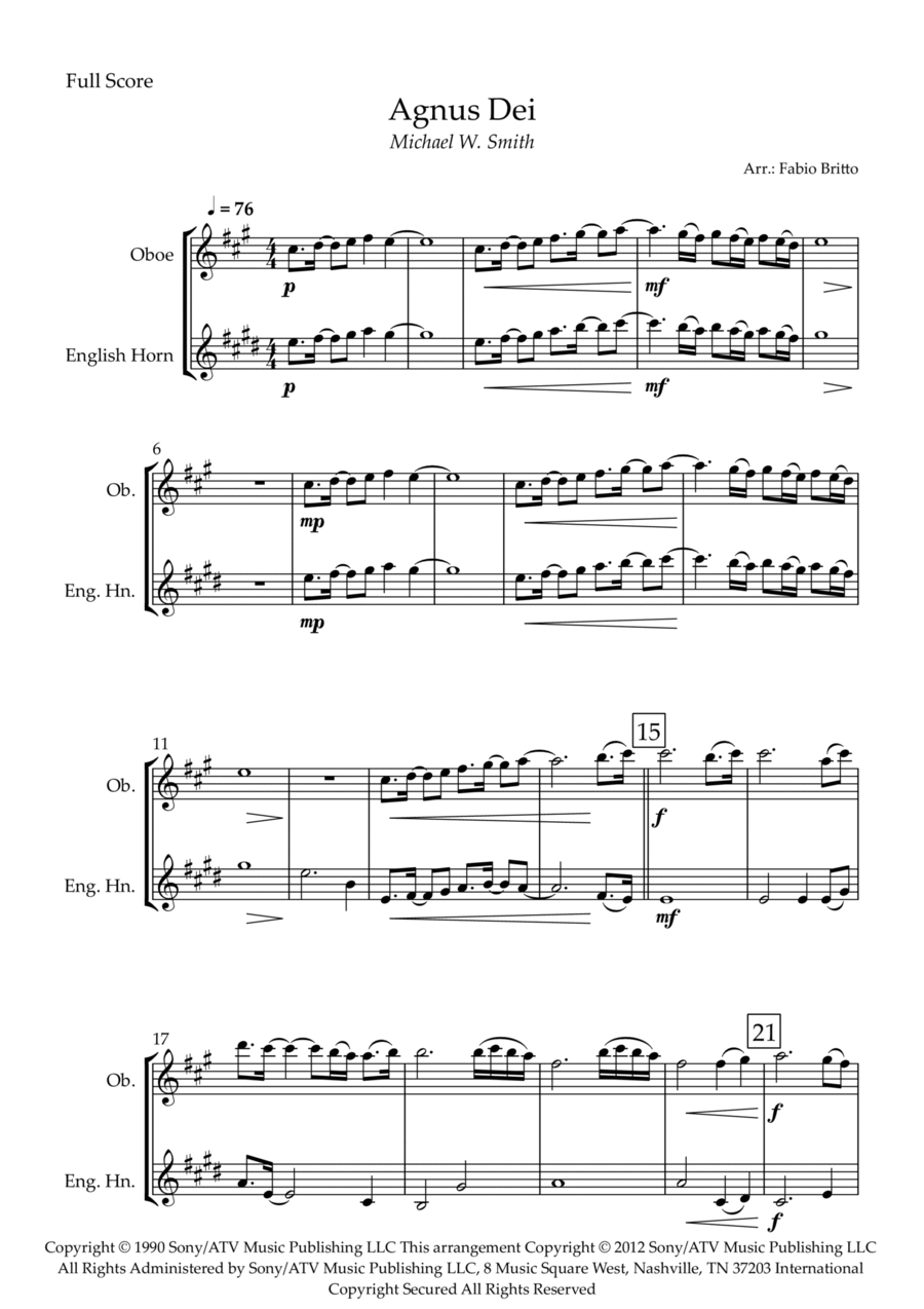 Agnus Dei Woodwind Duet scores gallery preview page 1