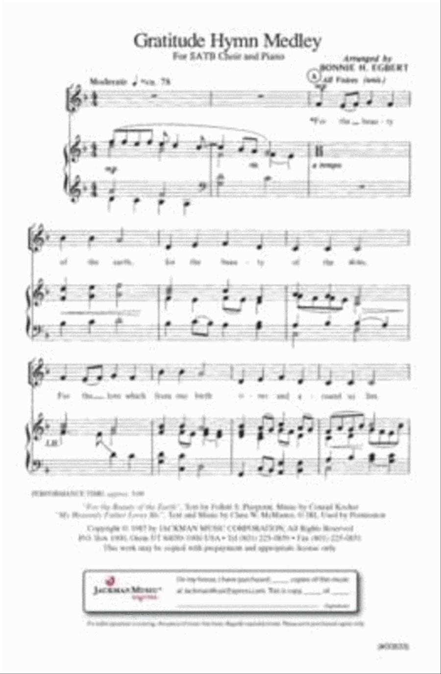 Gratitude Hymn Medley - SATB w/opt Children's Chorus 4-Part scores gallery preview page 2