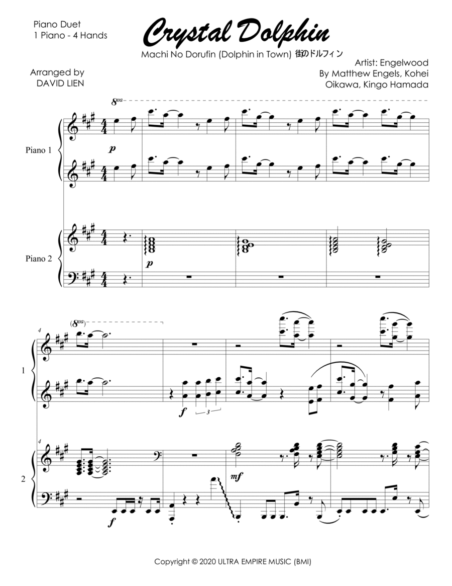 Crystal Dolphin 1 Piano, 4-Hands scores gallery preview page 1