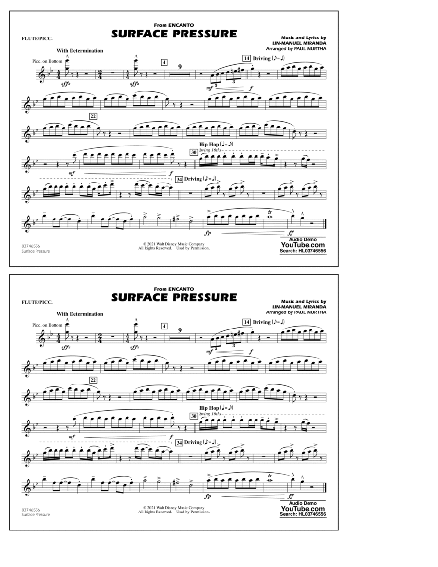 Book cover for Surface Pressure (from Encanto) (arr. Paul Murtha) - Flute/Piccolo