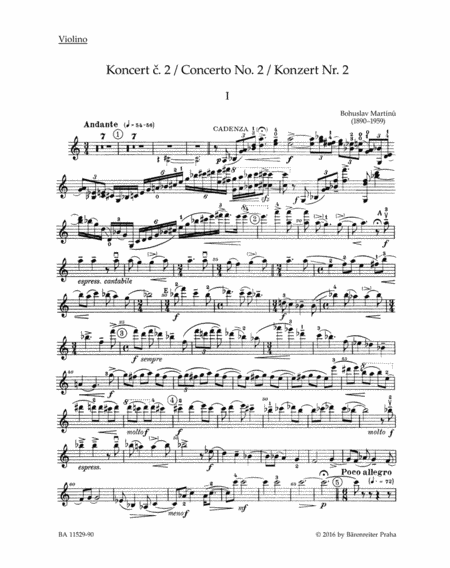 Concerto for Violin and Orchestra no. 2 H 293
