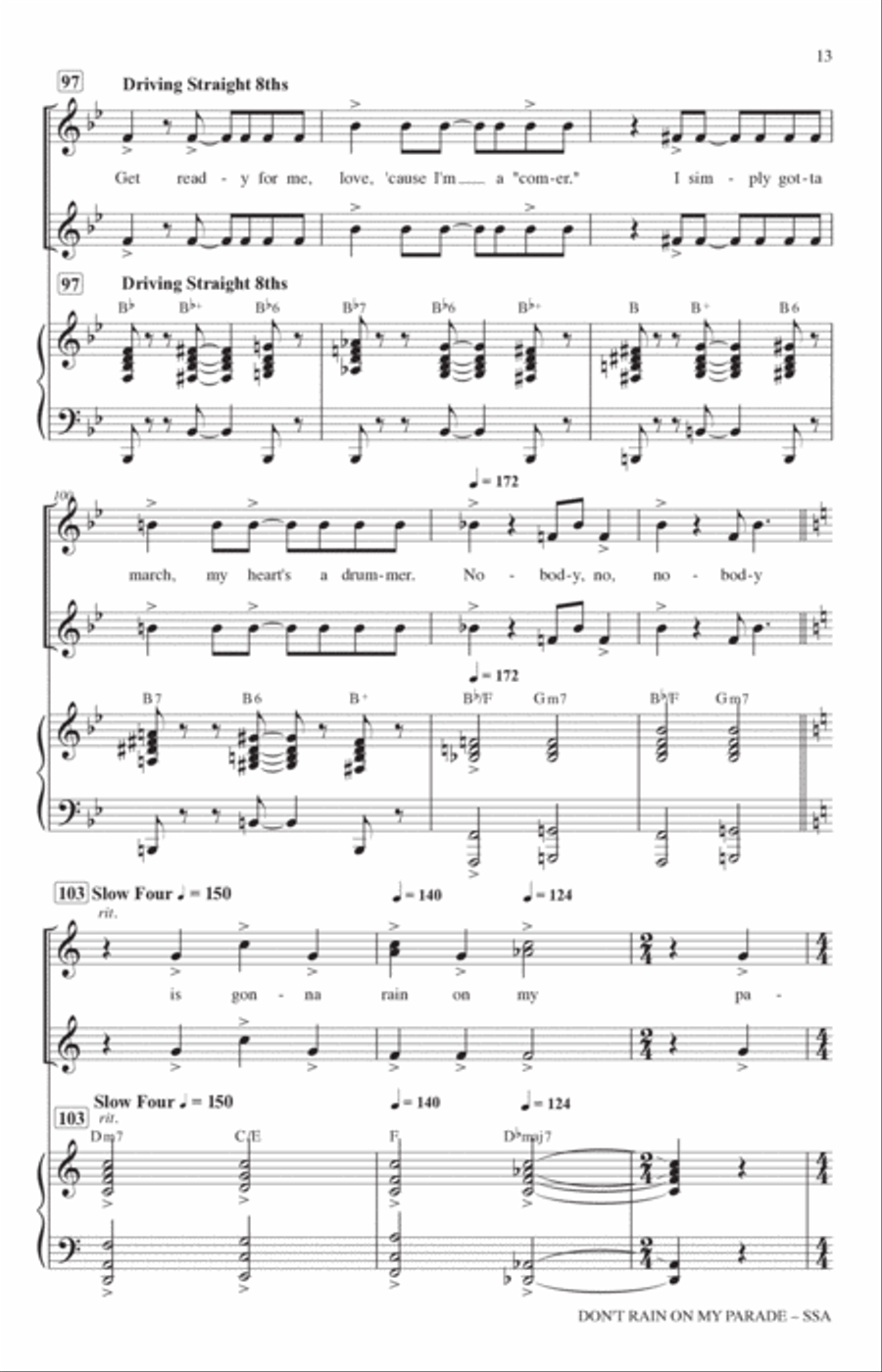 Don't Rain On My Parade (from Funny Girl) (arr. Mark Brymer) SSA scores gallery preview page 12