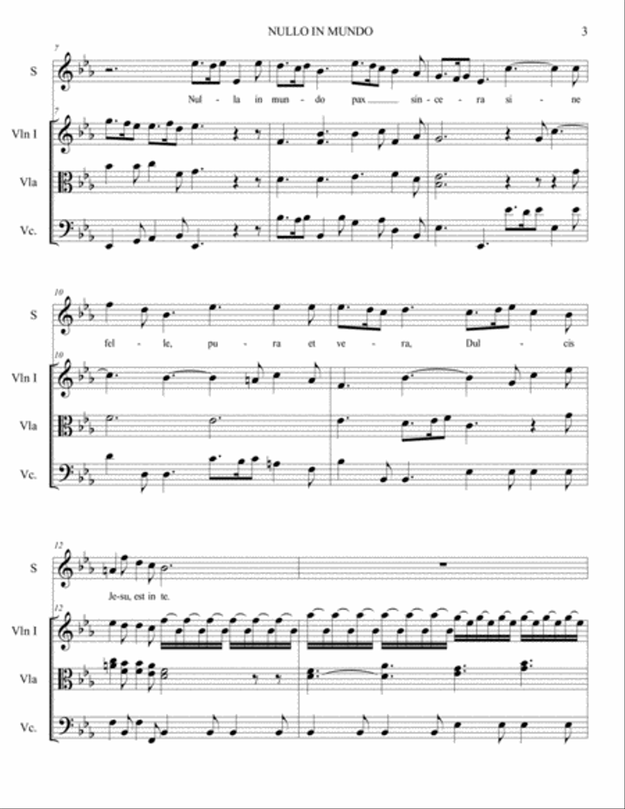NULLO IN MUNDO, PAX SINCERA - Vivaldi - Arr. for Soprano and String Trio Chamber Orchestra scores gallery preview page 3