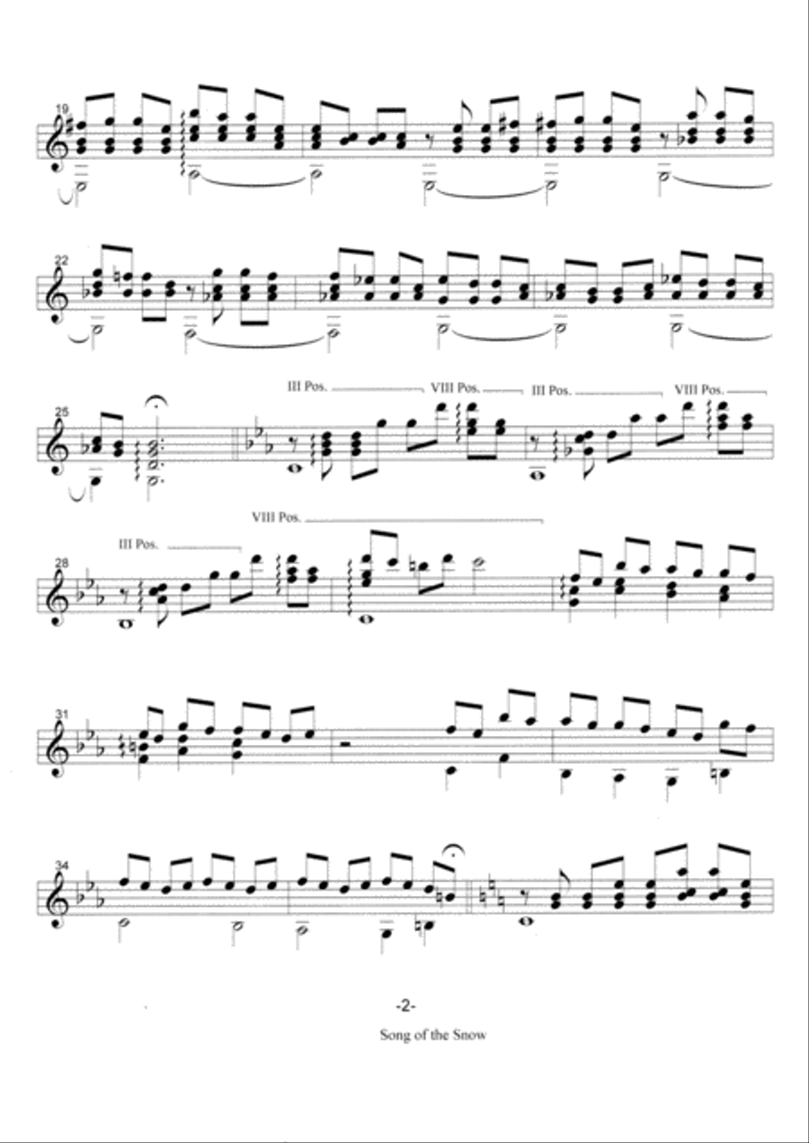 Song of the Snow-a classical guitar solo for the intermediate to advanced player Acoustic Guitar scores gallery preview page 2
