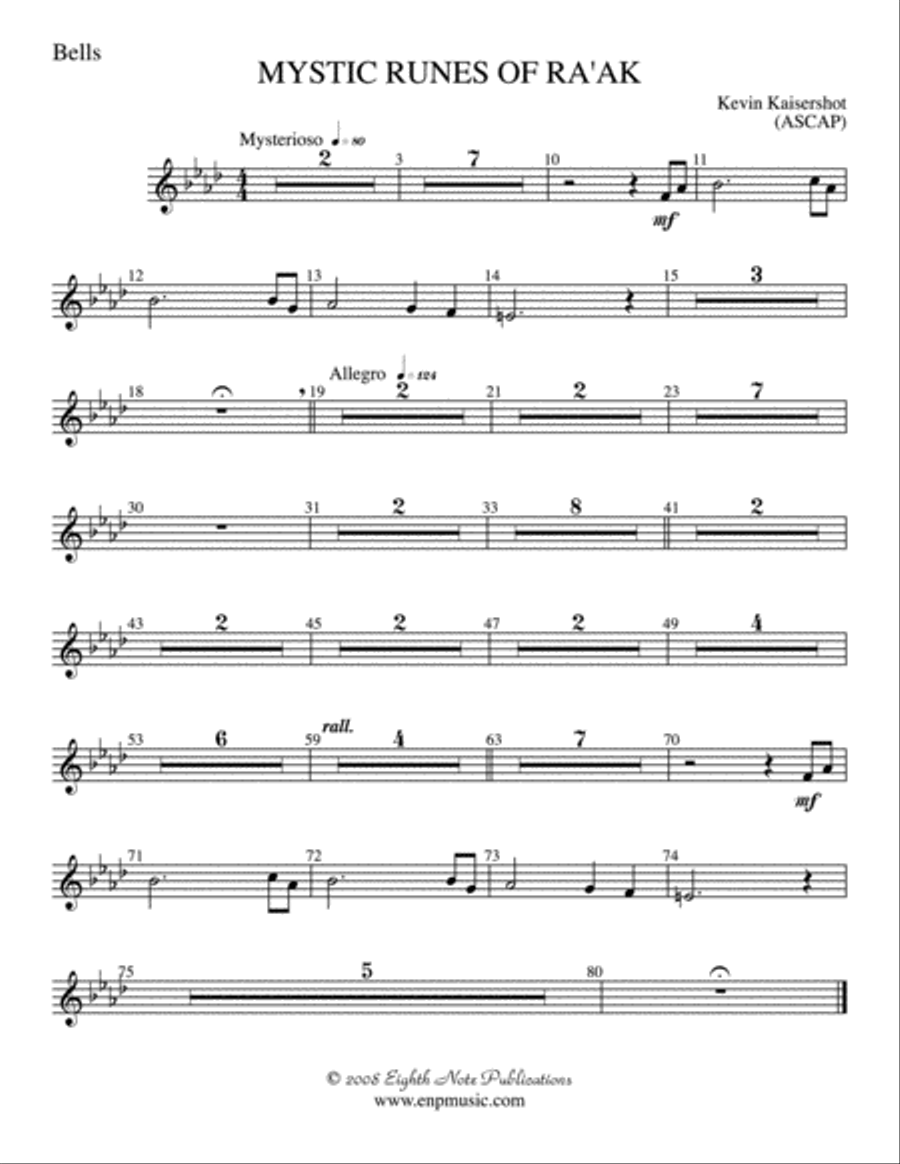 Mystic Runes of Ra’ak: Bells Concert Band scores gallery preview page 1