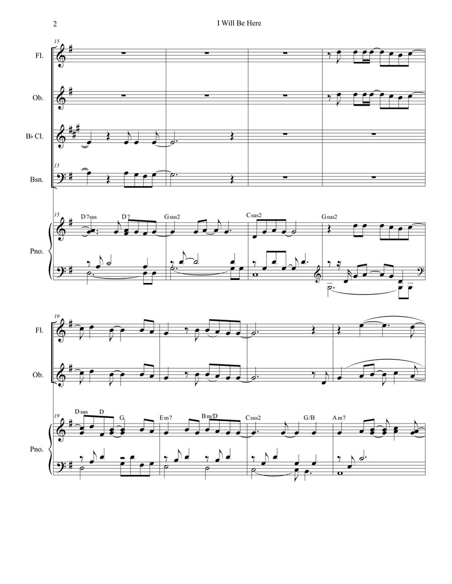 I Will Be Here I Will Be Here Woodwind Quartet scores gallery preview page 2