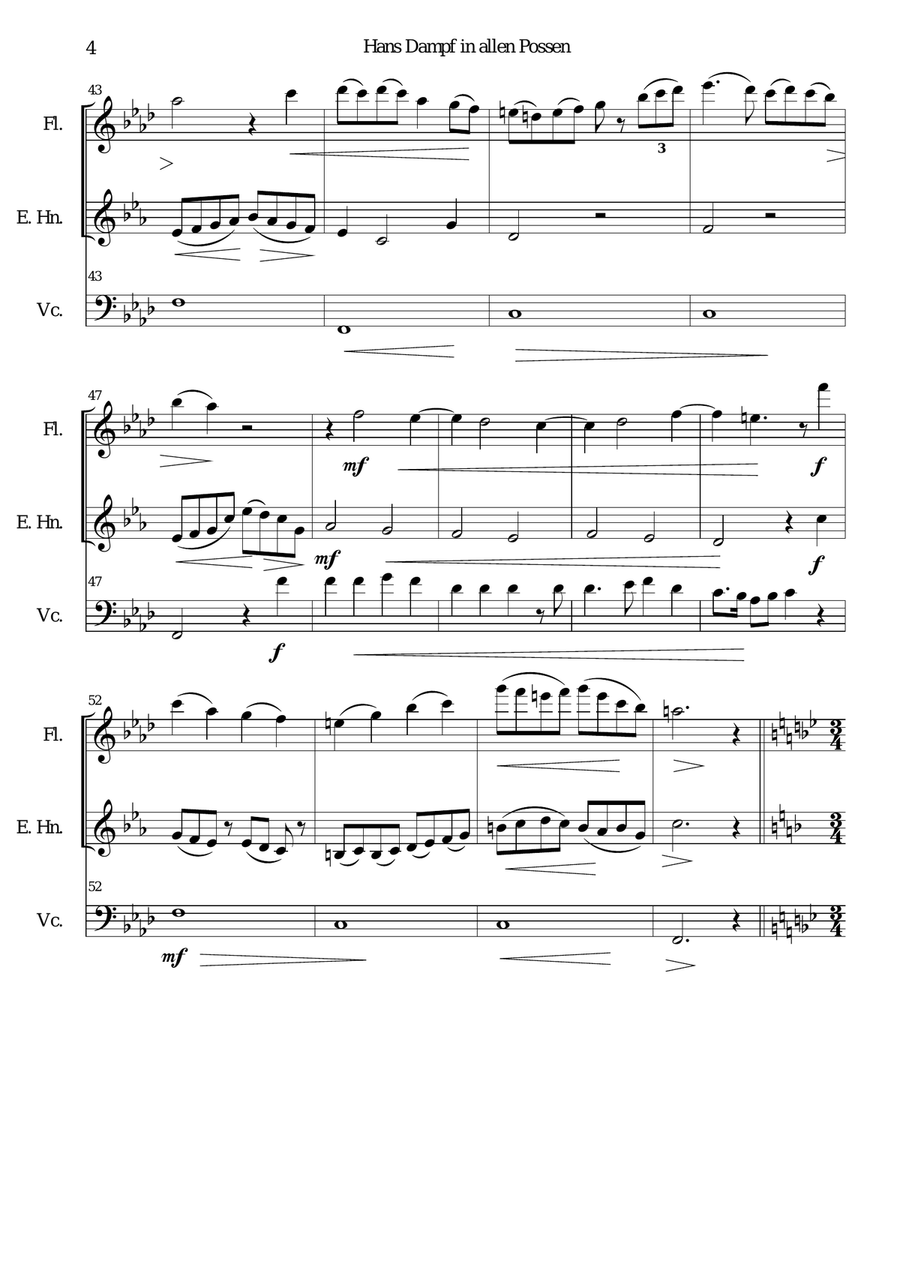 Hans Dampf in allen Possen (Jack of all tricks) for flute, cor anglais and cello Small Ensemble scores gallery preview page 4