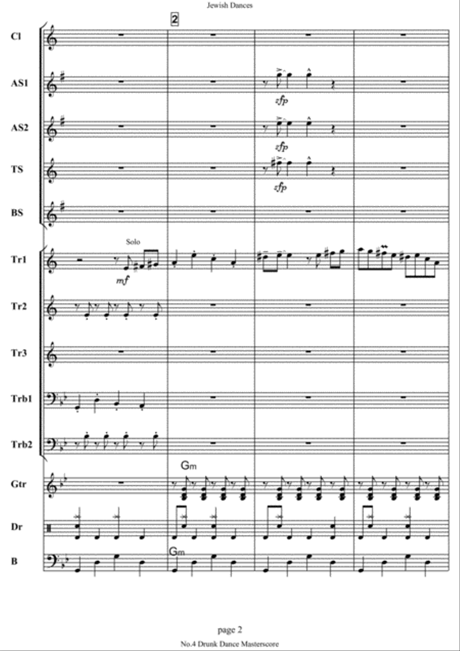 Jewish Dances. No.4, Drunk Dance. Concert Band scores gallery preview page 2