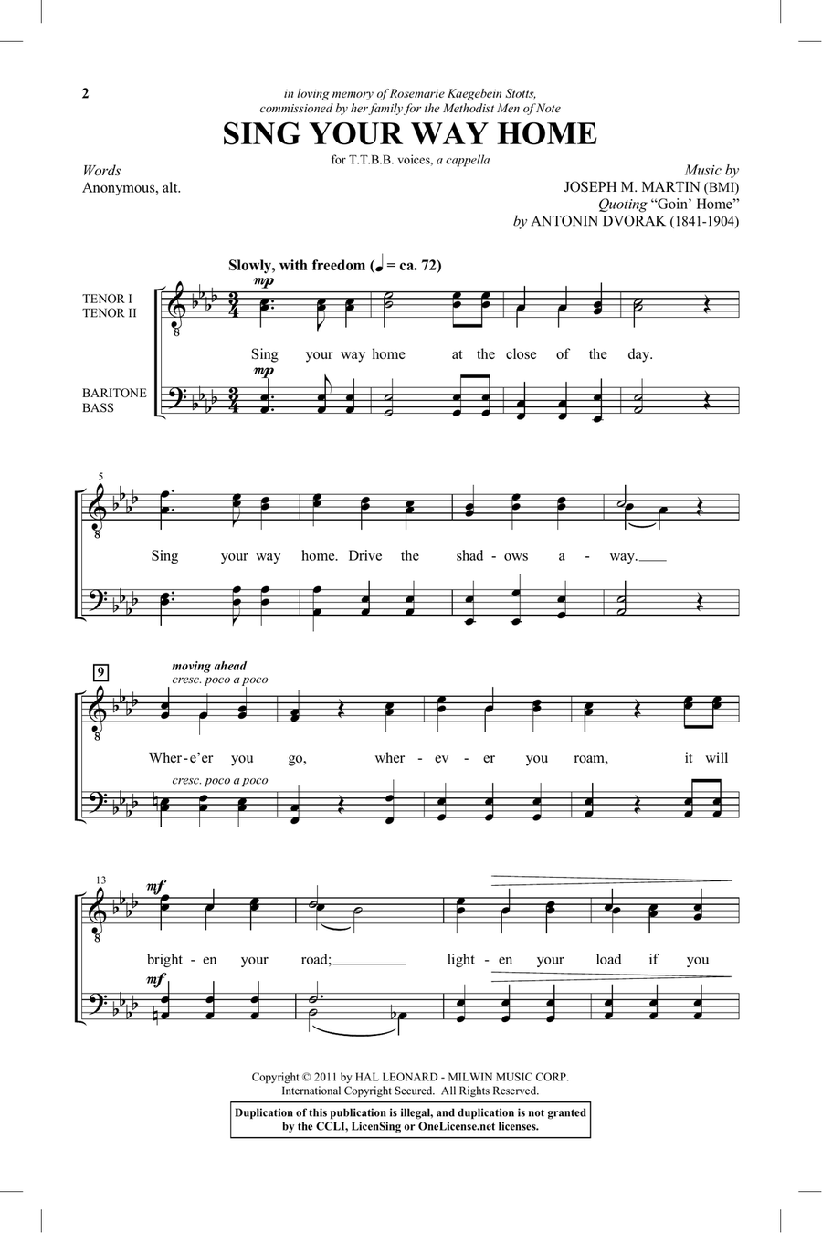Sing Your Way Home TTBB scores gallery preview page 1