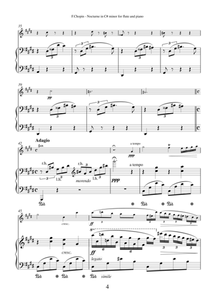 Nocturne in C# minor (Posth.) by Frederic Chopin, transcription for flute and piano