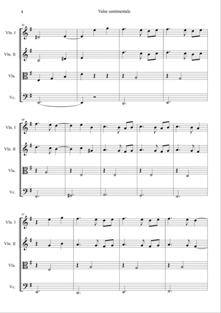 Valse sentimentale Op.51, No.6 String Quartet scores gallery preview page 4