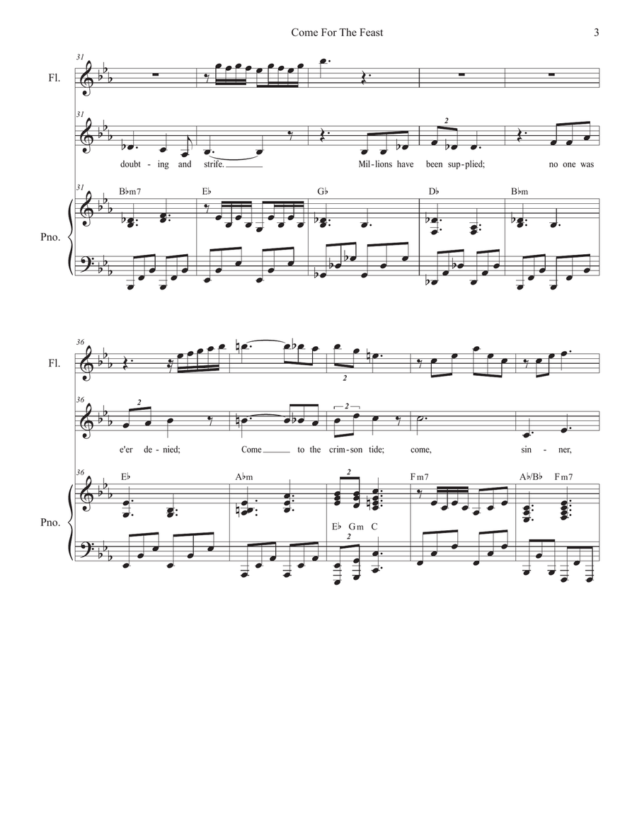 Come For The Feast (Vocal solo - Medium Key) Piano, Vocal scores gallery preview page 3
