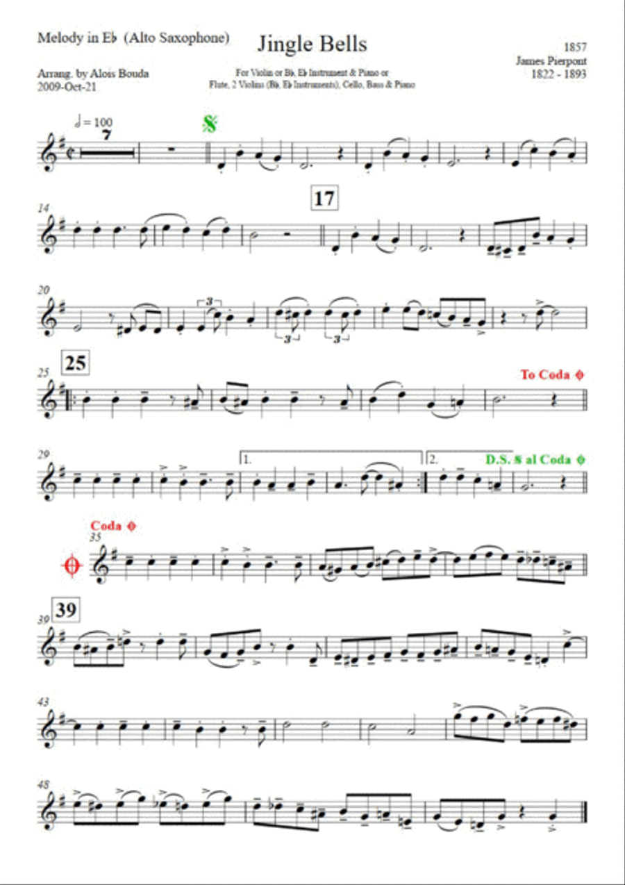 Jingle Bells (easily swinging ensemble) Small Ensemble scores gallery preview page 5