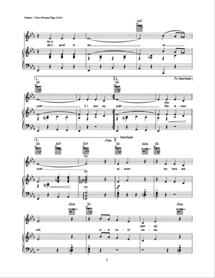I Got a Woman Piano, Vocal, Guitar scores gallery preview page 3