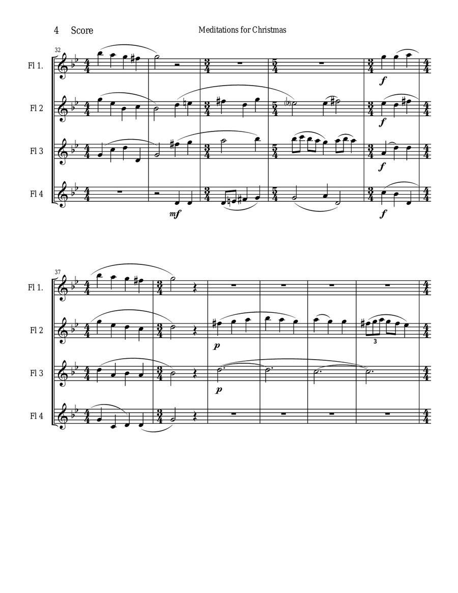 Meditations for Christmas, Russian Chant for Flute Quartet Flute Quartet scores gallery preview page 4