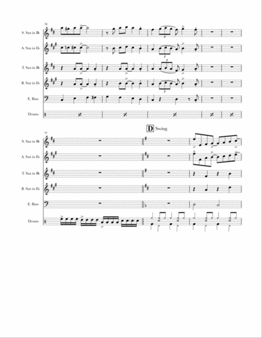 Walk Don't Run Saxophone Quartet scores gallery preview page 5