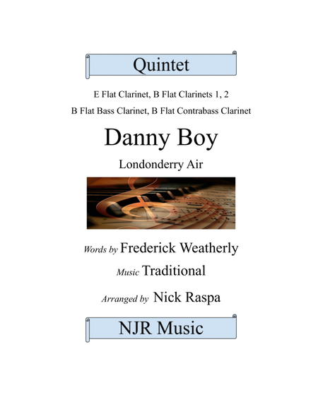 Danny Boy (Clarinet Quintet) Eb ,Bb(2), B. Cl. & Cb. Cl. (Full Set) image number null