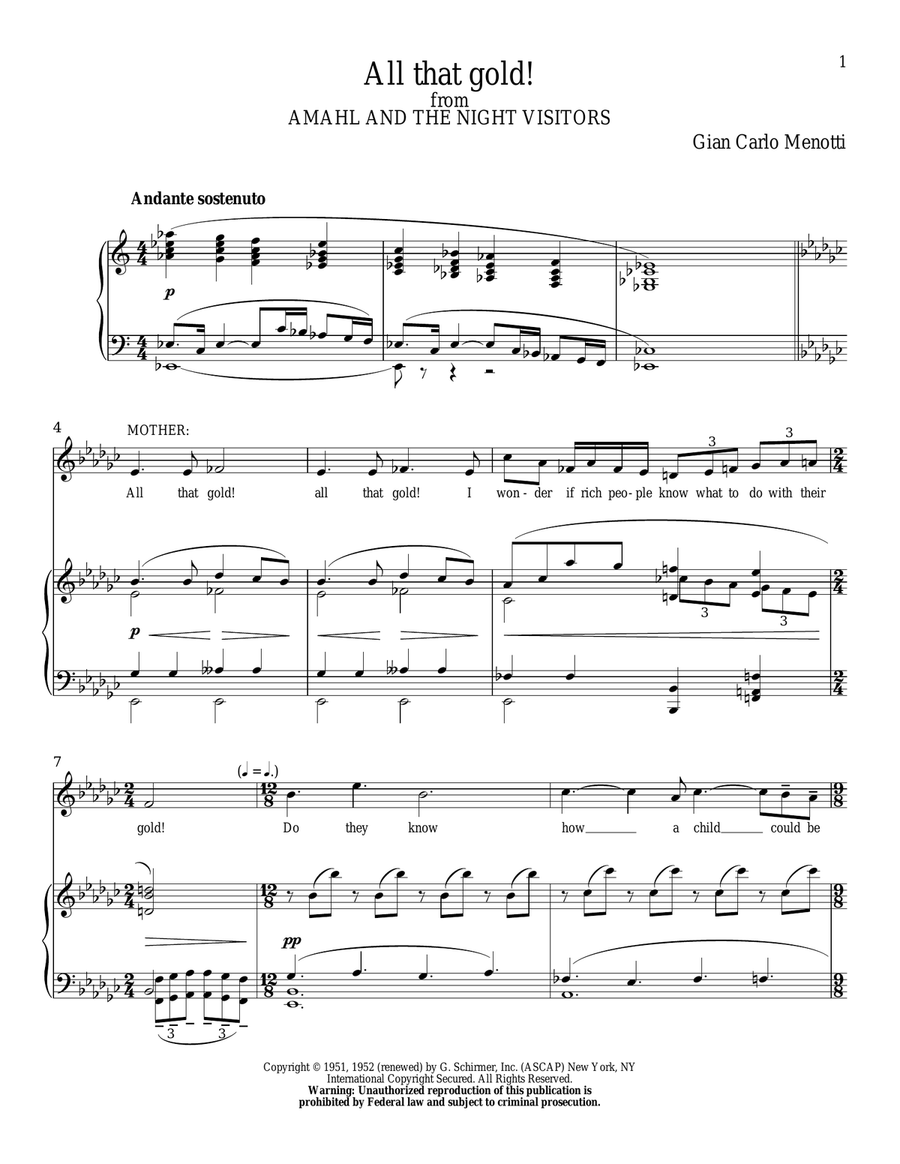 All That Gold! All That Gold! Piano, Vocal scores gallery preview page 1