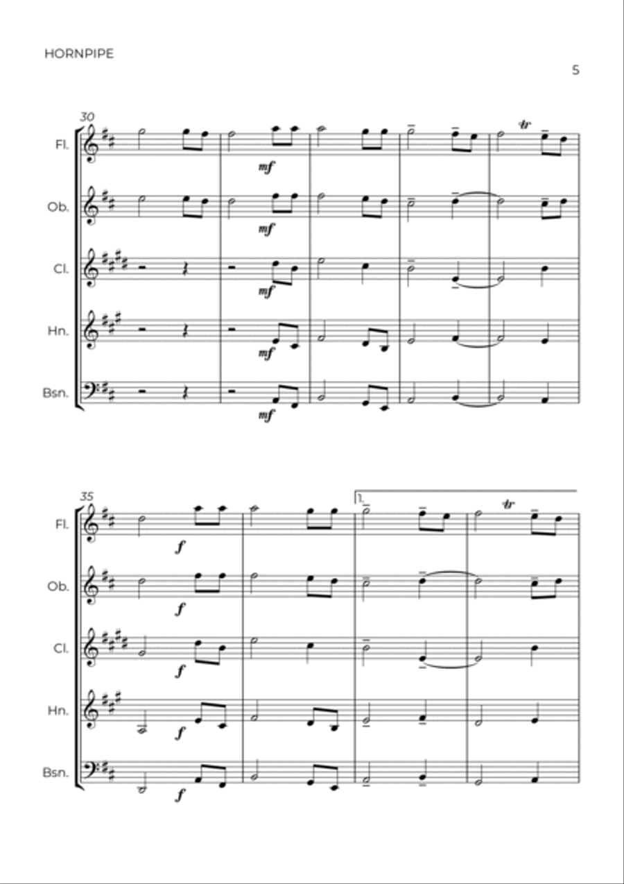 HORNPIPE - HANDEL - WIND QUINTET Woodwind Quintet scores gallery preview page 5