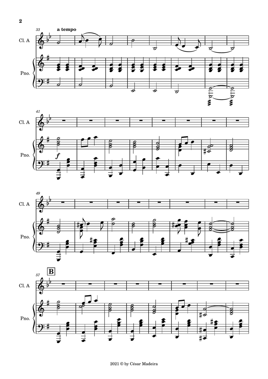 Pomp and Circumstance No.1 - Clarinet in A and Piano (Full Score and Parts) A Clarinet scores gallery preview page 3