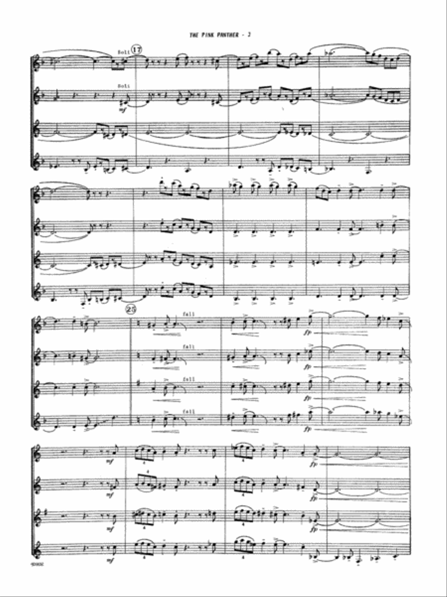 The Pink Panther Clarinet Quartet scores gallery preview page 5