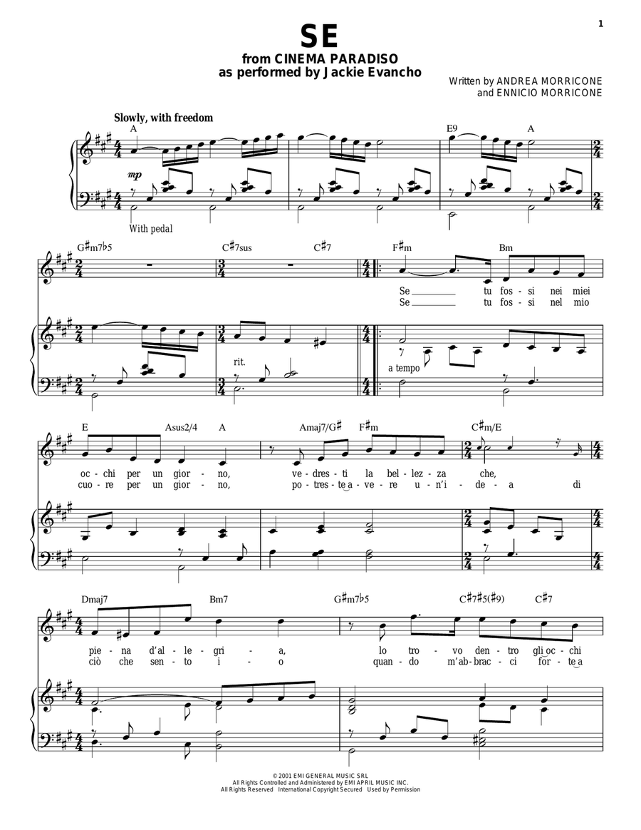 Se Piano, Vocal scores gallery preview page 1