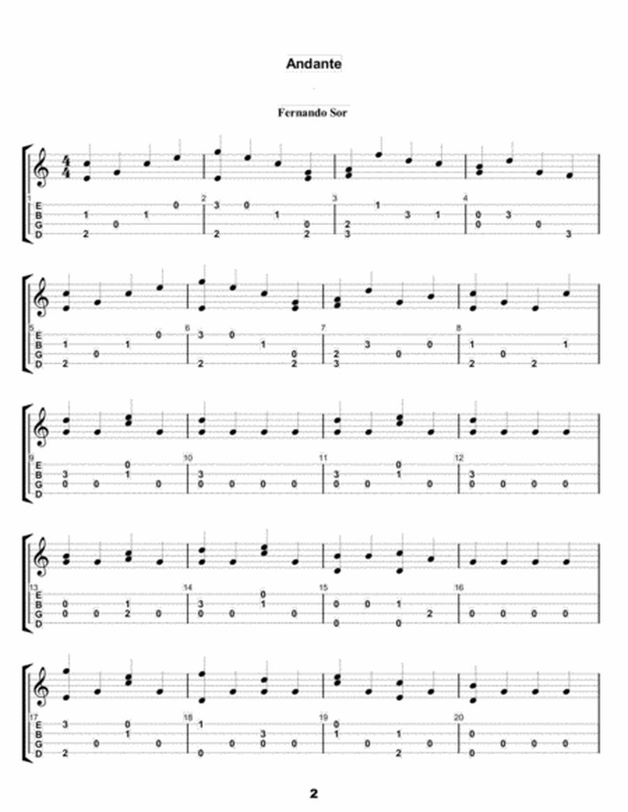 Fernando Sor: Selected Pieces in Tablature and Modern Notation for Baritone Ukulele