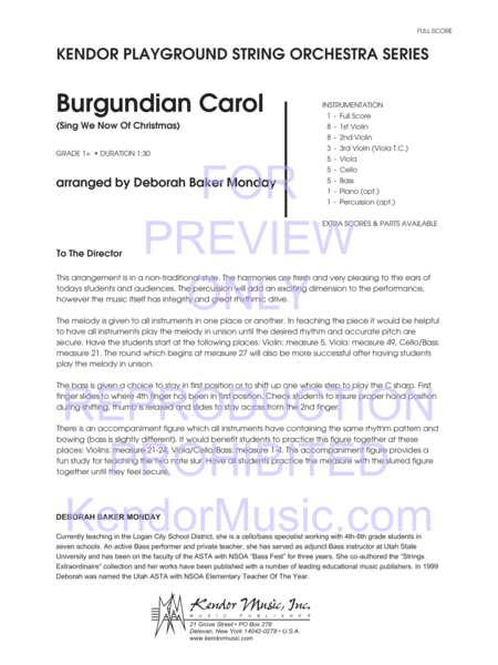 Burgundian Carol (Sing We Now Of Christmas) (Full Score)