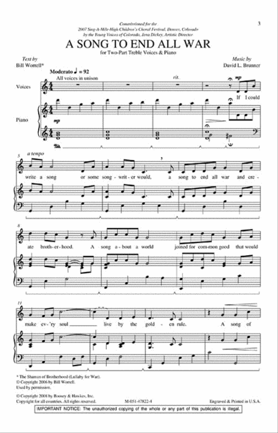 A Song to End All War 2-Part scores gallery preview page 2