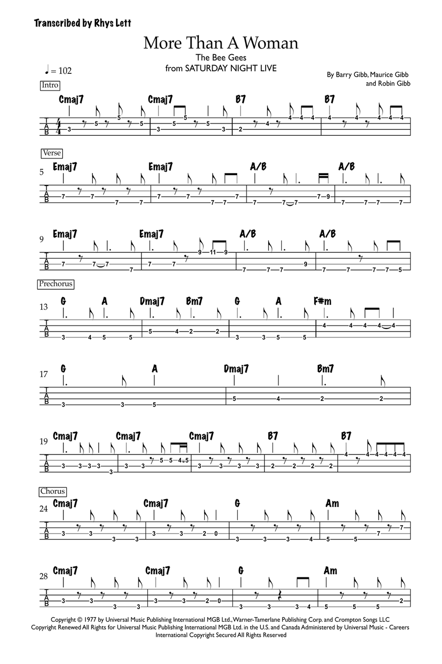 More Than A Woman More Than A Woman Guitar Tablature scores gallery preview page 1