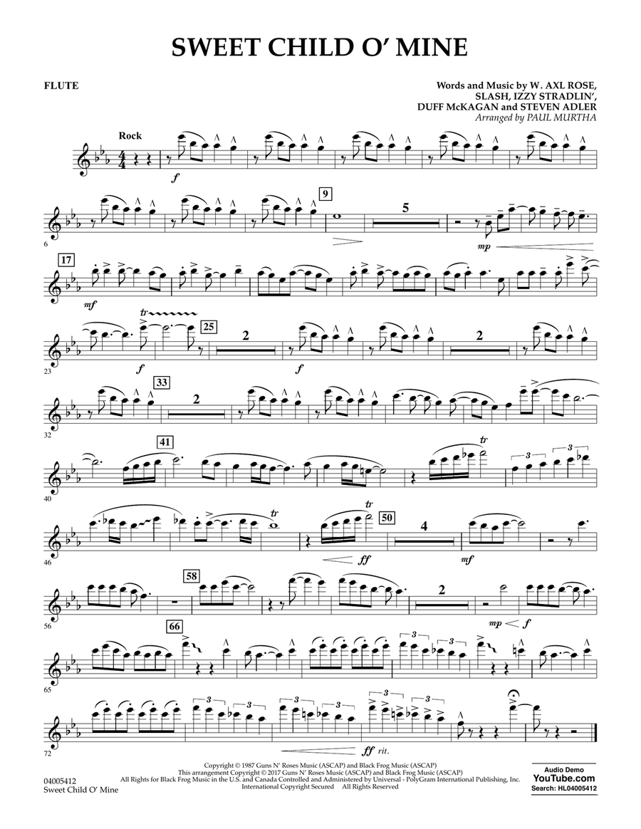 Sweet Child o' Mine - Flute Concert Band scores gallery preview page 1