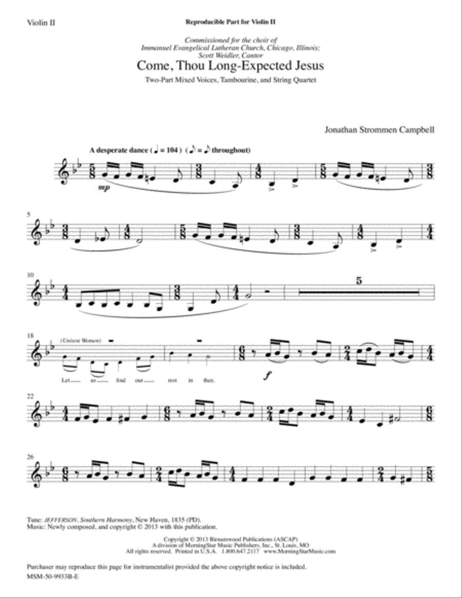 Come, Thou Long-Expected Jesus Choir scores gallery preview page 3