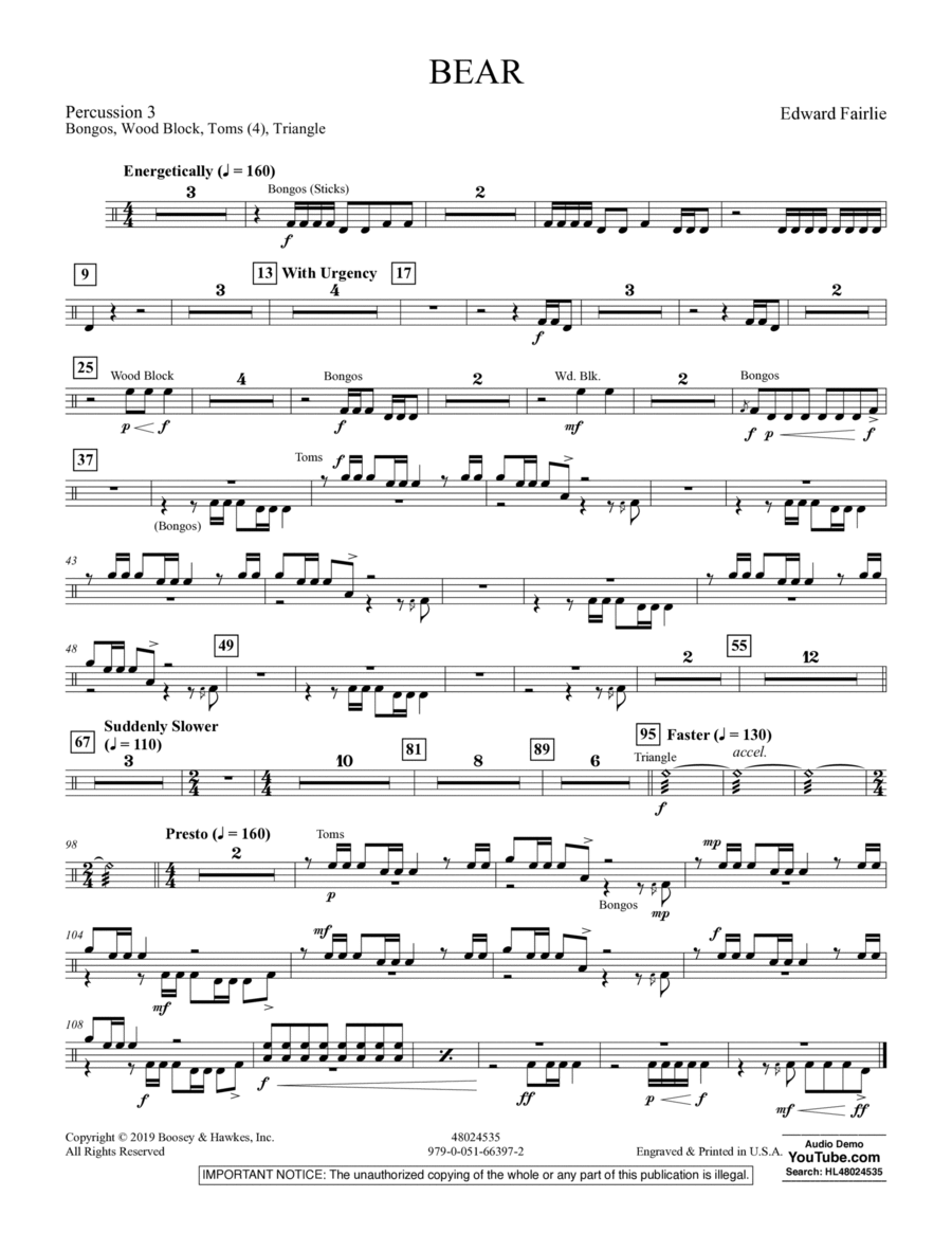 Book cover for Bear - Percussion 3