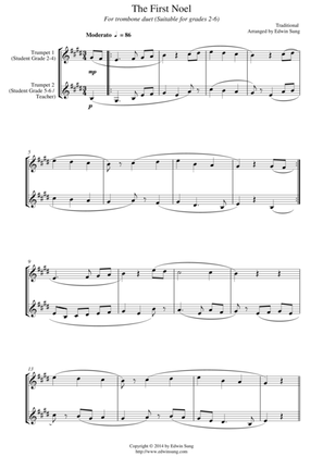 The First Noel (for trumpet (Bb) duet, suitable for grades 2-6)