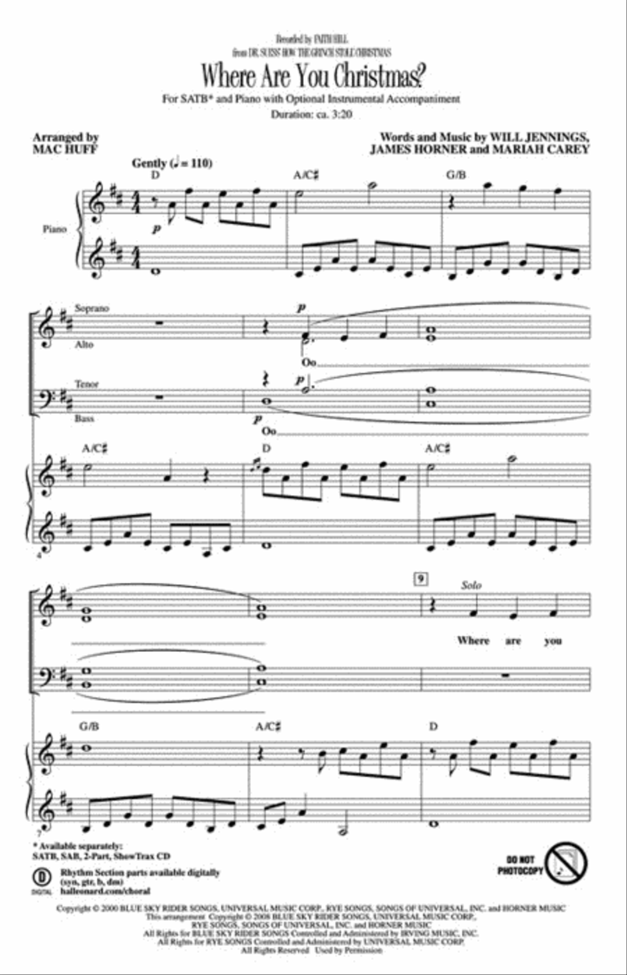Where Are You Christmas? 4-Part scores gallery preview page 2