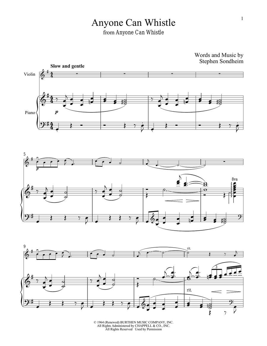 Anyone Can Whistle (from Anyone Can Whistle) Violin Solo scores gallery preview page 1