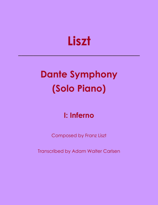 Liszt Inferno Dante Symphony Solo Piano