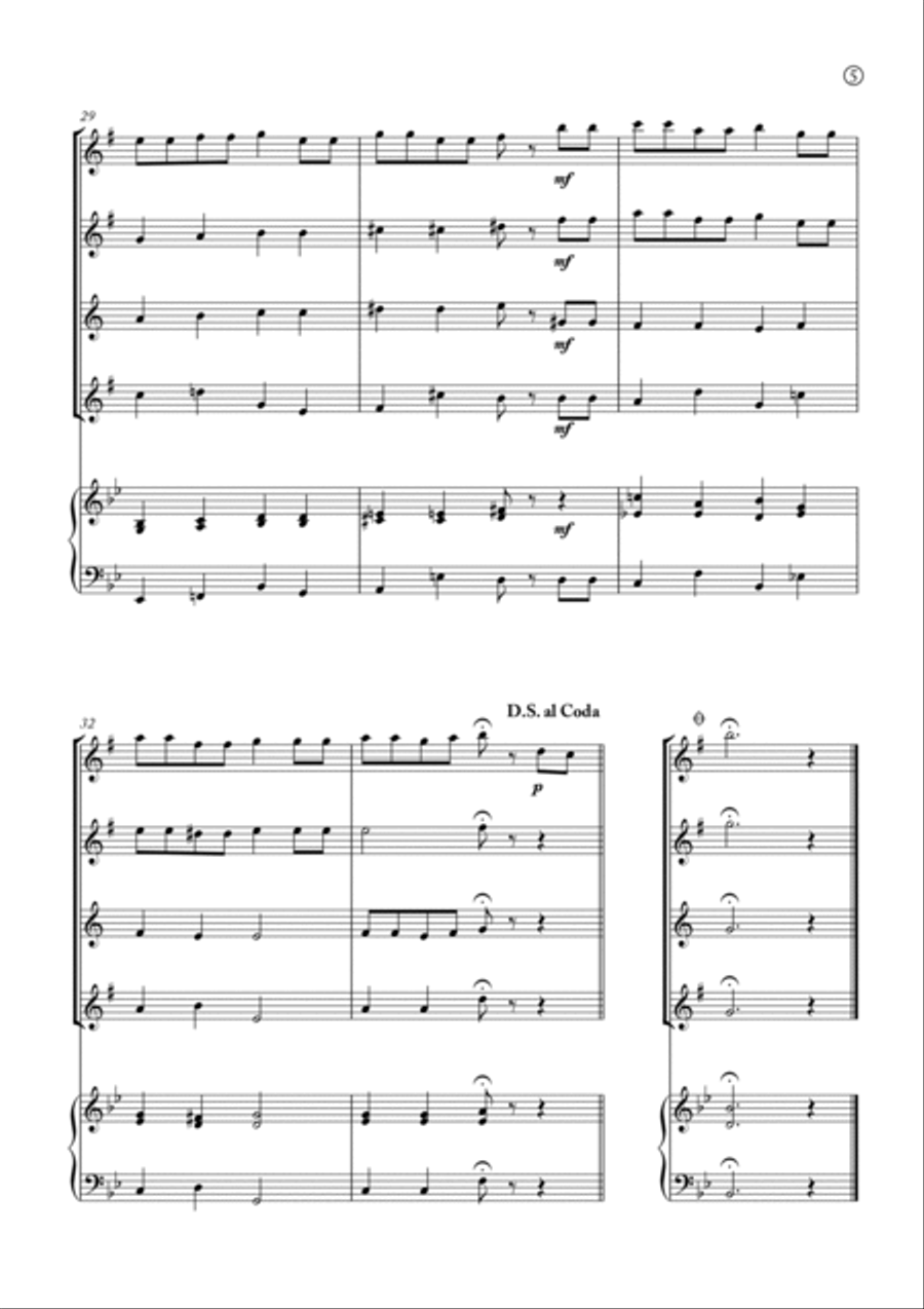 Hymne A L'amour Saxophone Quartet scores gallery preview page 5