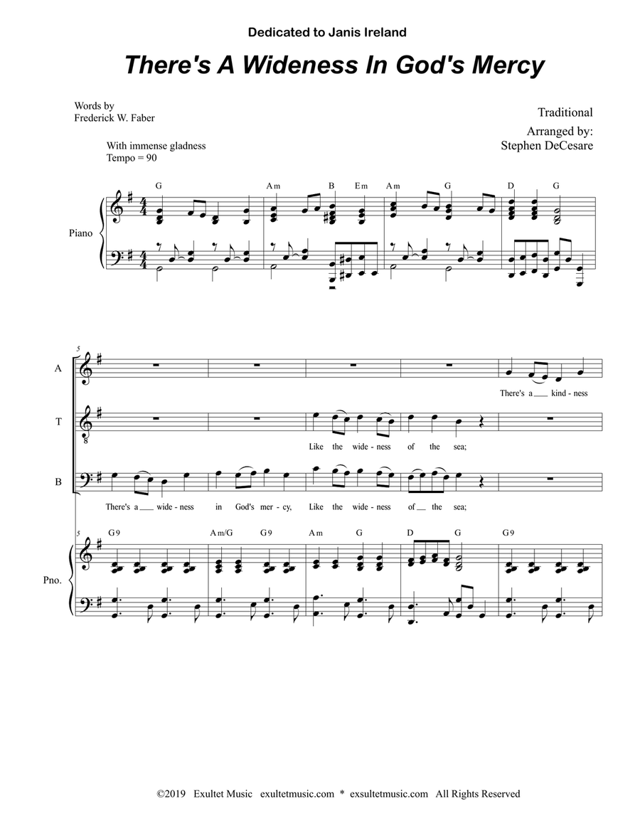 There's A Wideness In God's Mercy (for SATB)