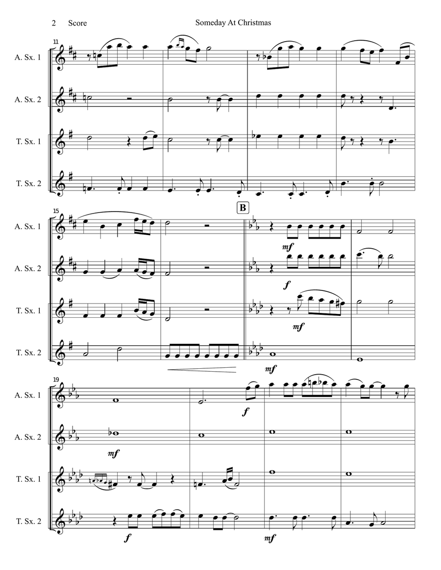 Someday At Christmas Saxophone Quartet scores gallery preview page 3
