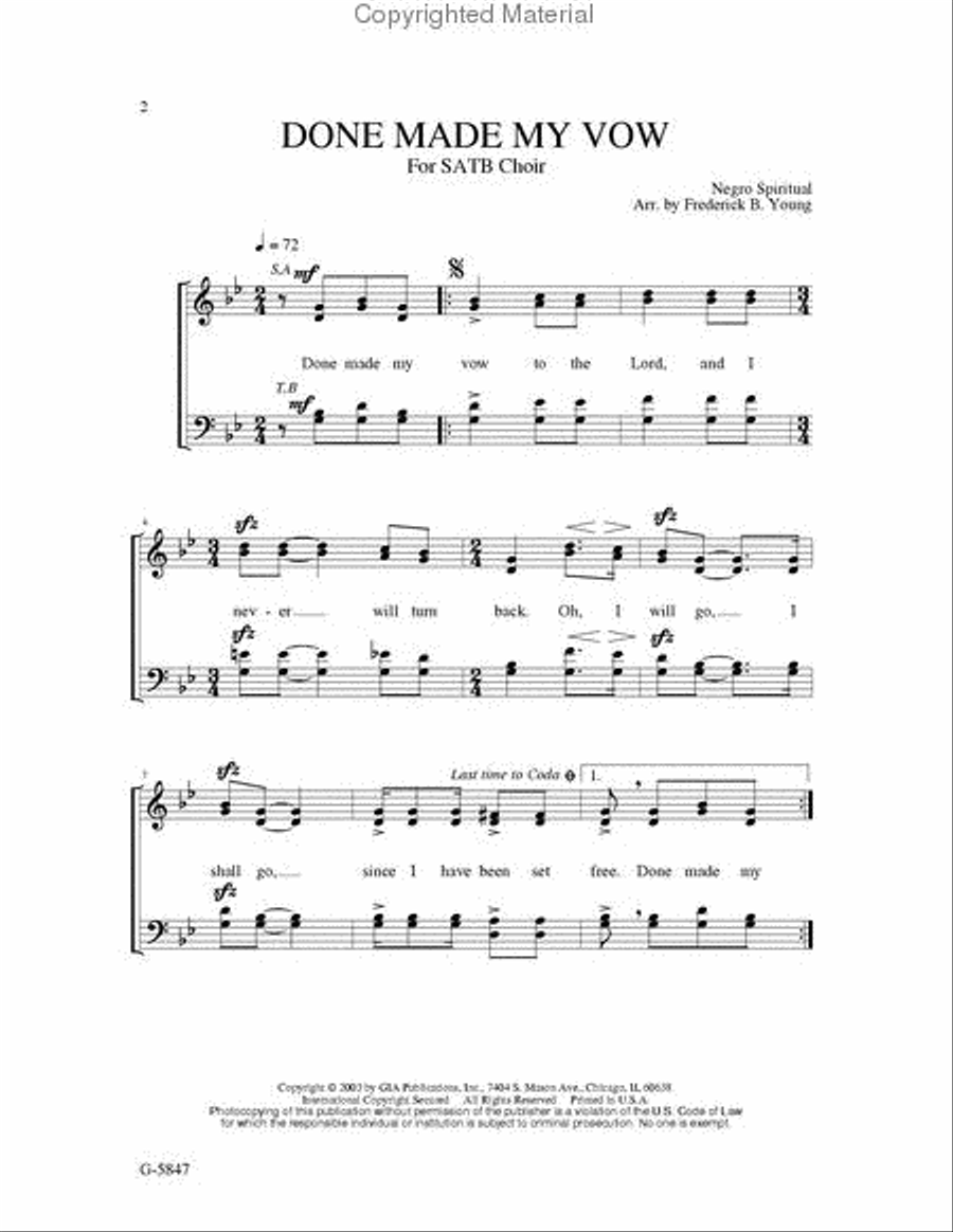 Done Made My Vow 4-Part scores gallery preview page 2