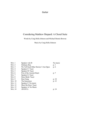 Book cover for Considering Matthew Shepard: A Choral Suite - Guitar